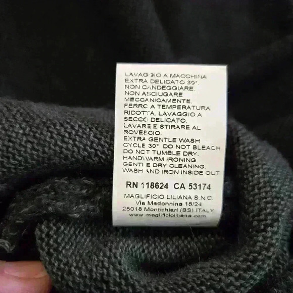 Montechiaro Crewneck amen's Sweater Made in Italy Black XL - Picture 8 of 8